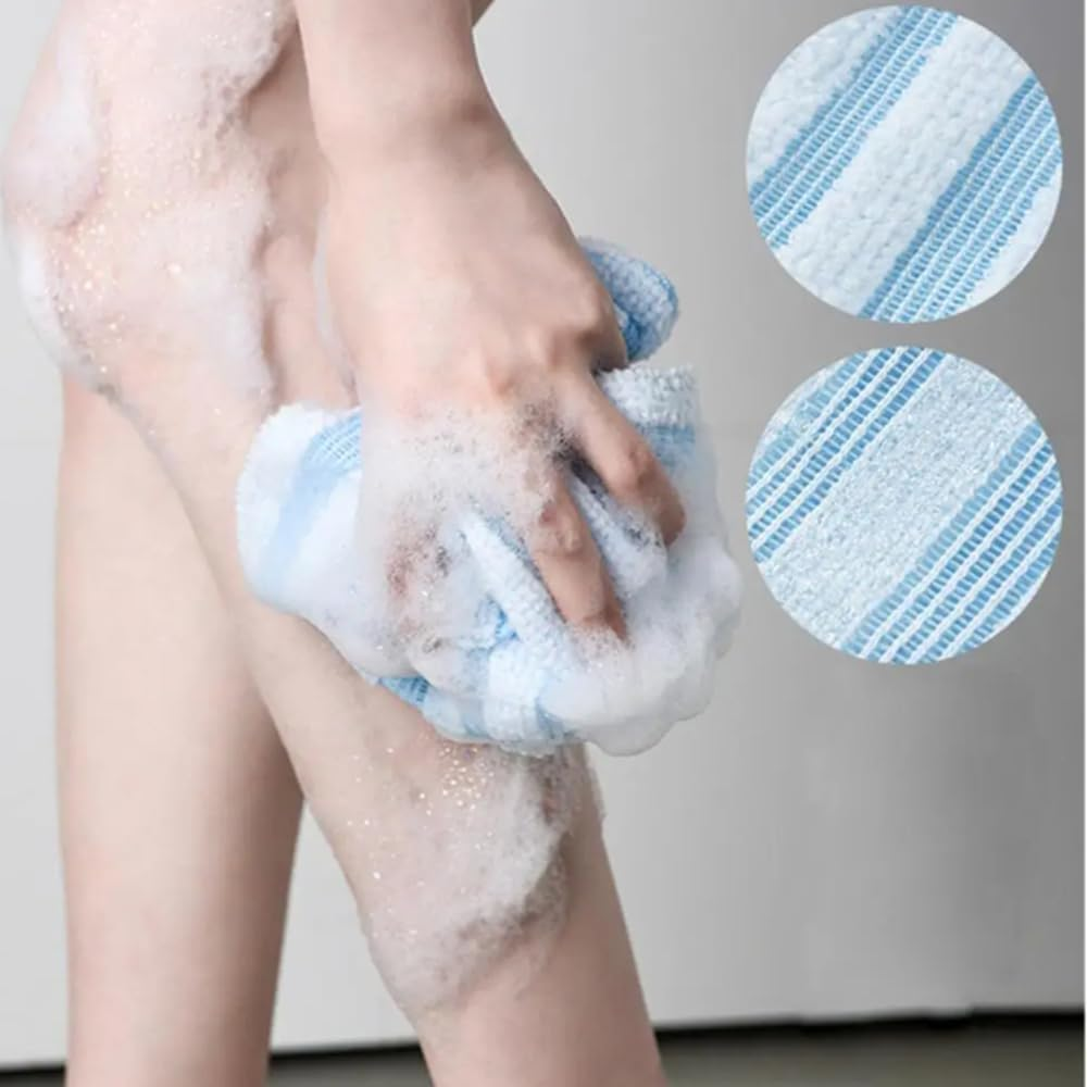 2 Pack Back Scrubber for Shower Bath, Exfoliating Body Scrubber, Japanese Scrub Wash Cloth, Exfoliating Washcloth Towel for Men Women, Body Exfoliator Loofah Luffa Sponge Net Rag Back Washer image number 2