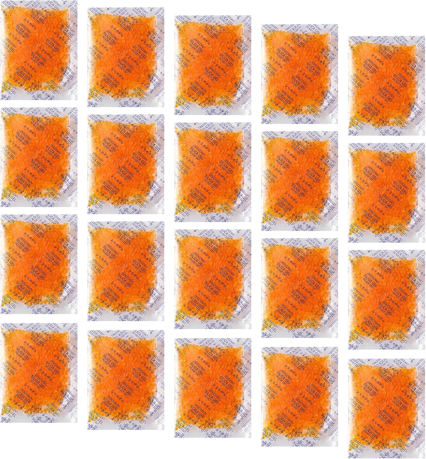 20 Gram [20 Packets] Desiccant Silica Gel Packets, Reusable Desiccant Packs with Colour Indication for Storage Moisture Packs for Spices, Jewelry, Shoes Boxes, Electronics Storage
