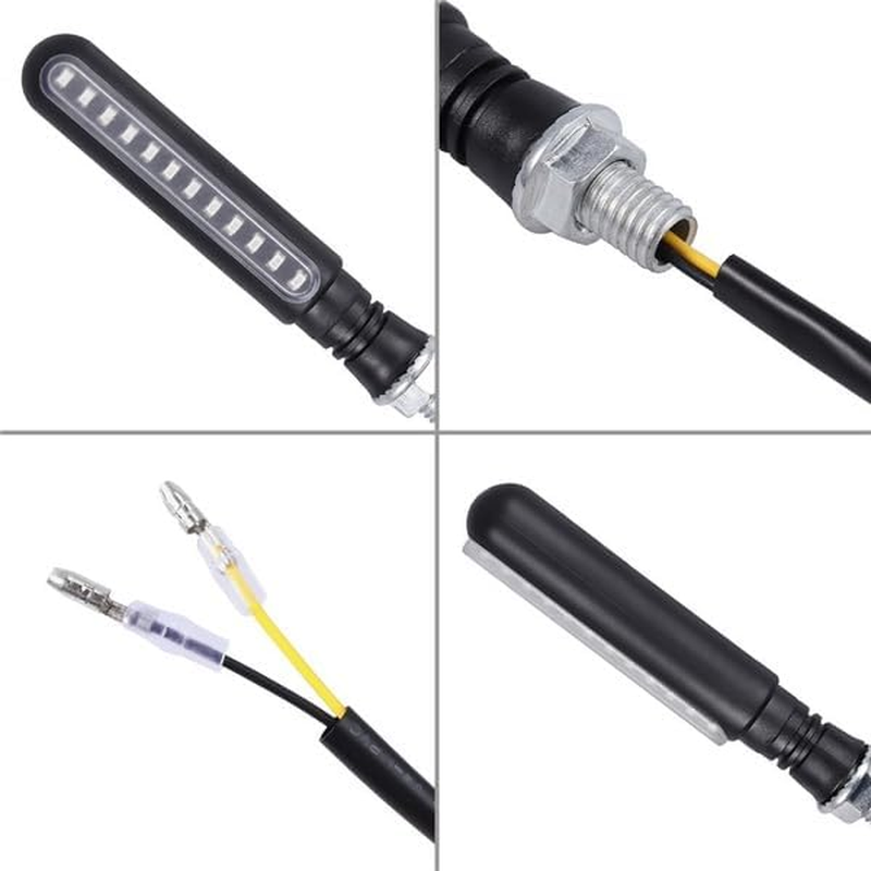 Anhoer 4X Motorcycle Led Turn Signal Light 12V LED Light Sequential Flow Turn Signal Motorbike Turning Indicators for Motorcycle Motorbike Scooter ATV Amber Light Bar image number 4