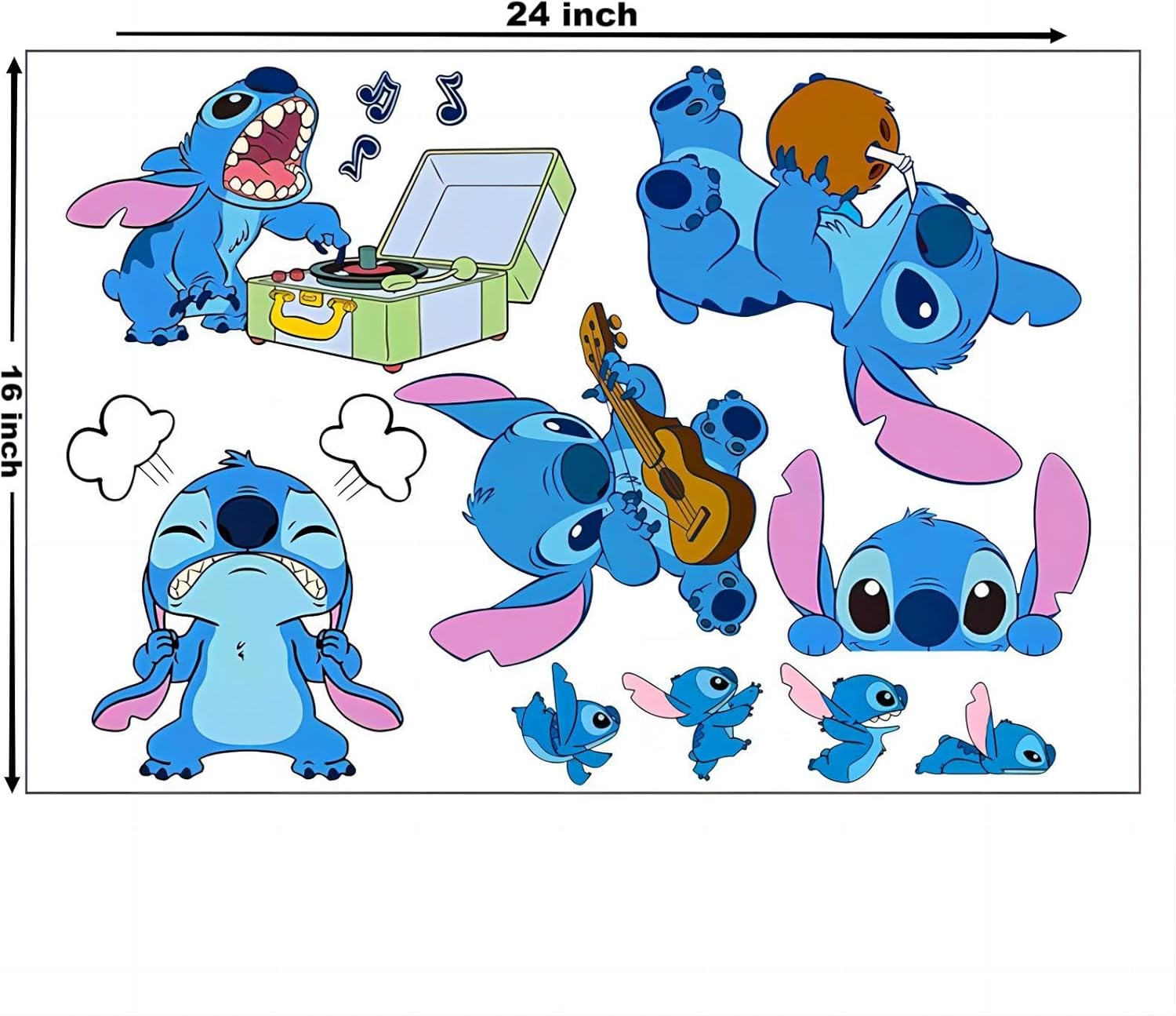 Lilo and Stitch Wall Stickers Disney Cartoon Wall Decals DIY Peel and Stick Vinyl Wall Decor for Kid Girls Boys Bedroom Living Room House Fun (Size: 16&times;24 Inch), CR-51-1 image number 2