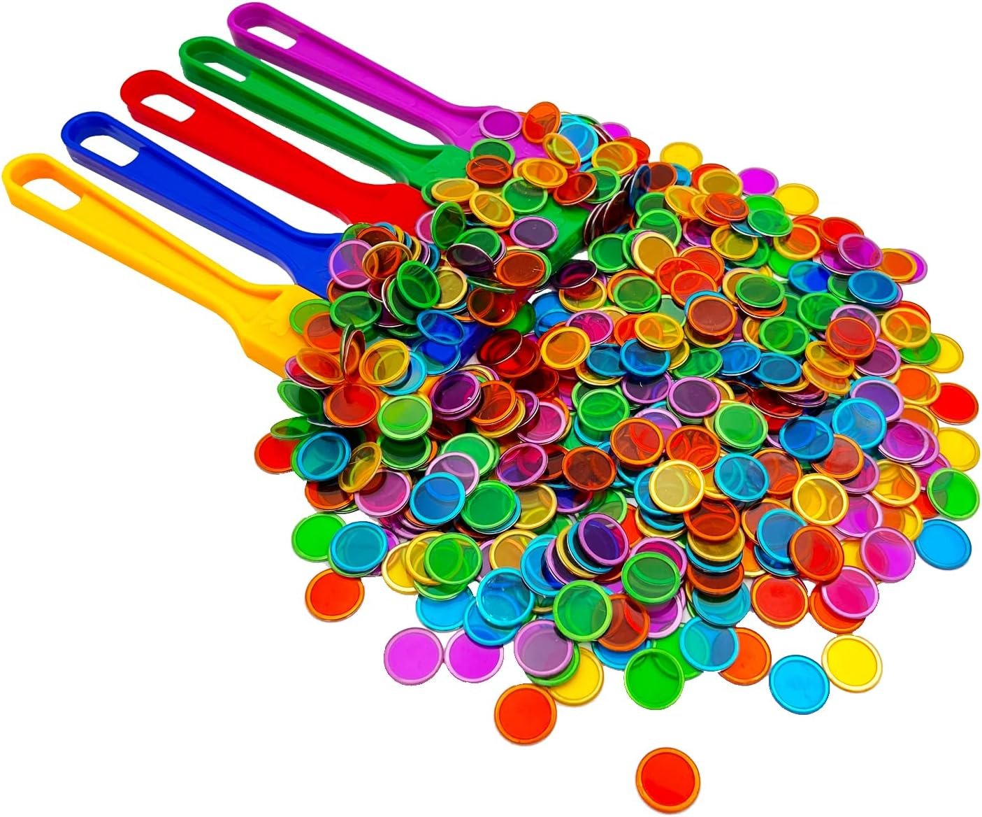 Magnetic Bingo Wand with 500 Metal Chips, 5-Pack - 5 Color Chips for Large Group Games, Family Game Night, Sensory Bins, Counting and Sorting, Science & Educational Activities image number 2