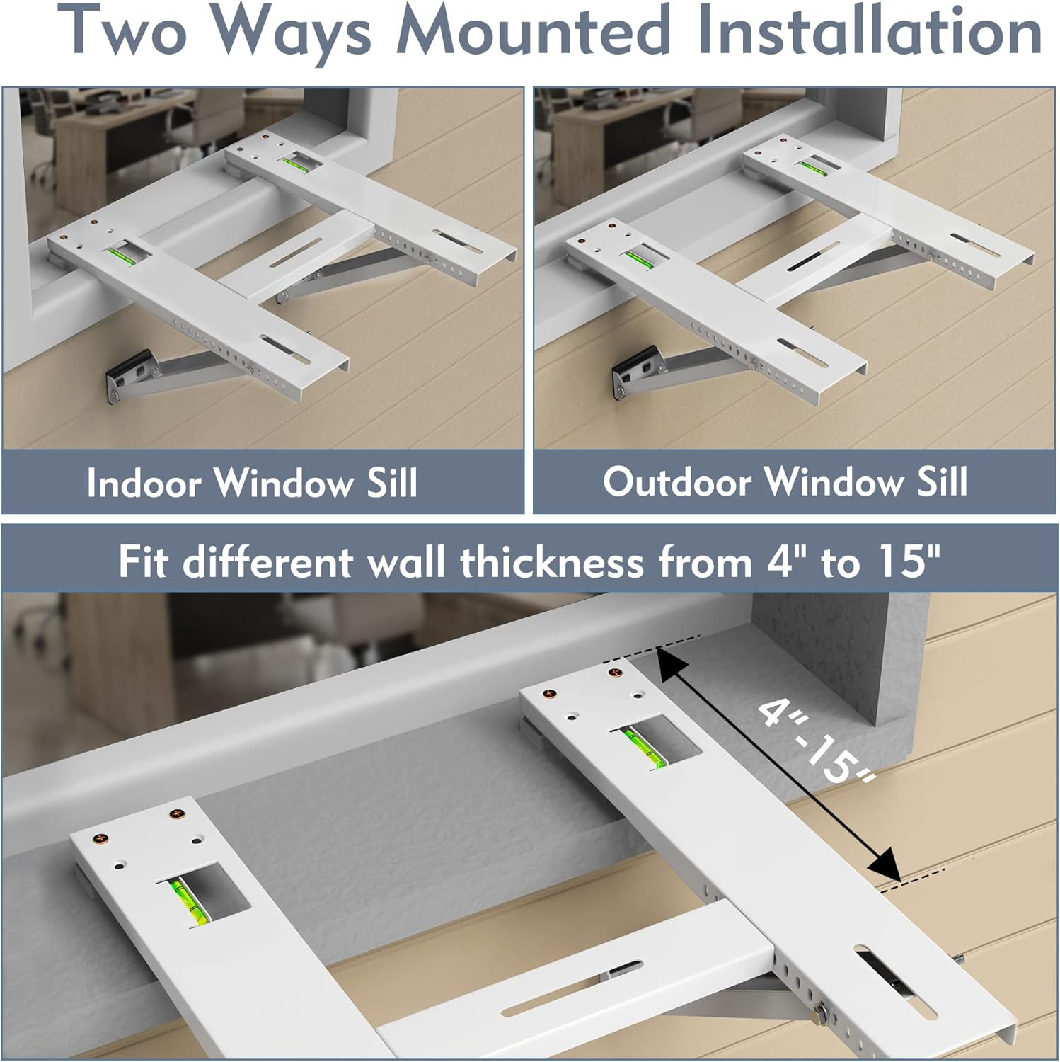 Flamorrow Window Air Conditioner Bracket, Heavy Duty Air Conditioner Support Bracket with 2 Arms, Universal Window AC Bracket Holds up to 200 Lbs for 5000 to 22000 BTU image number 4