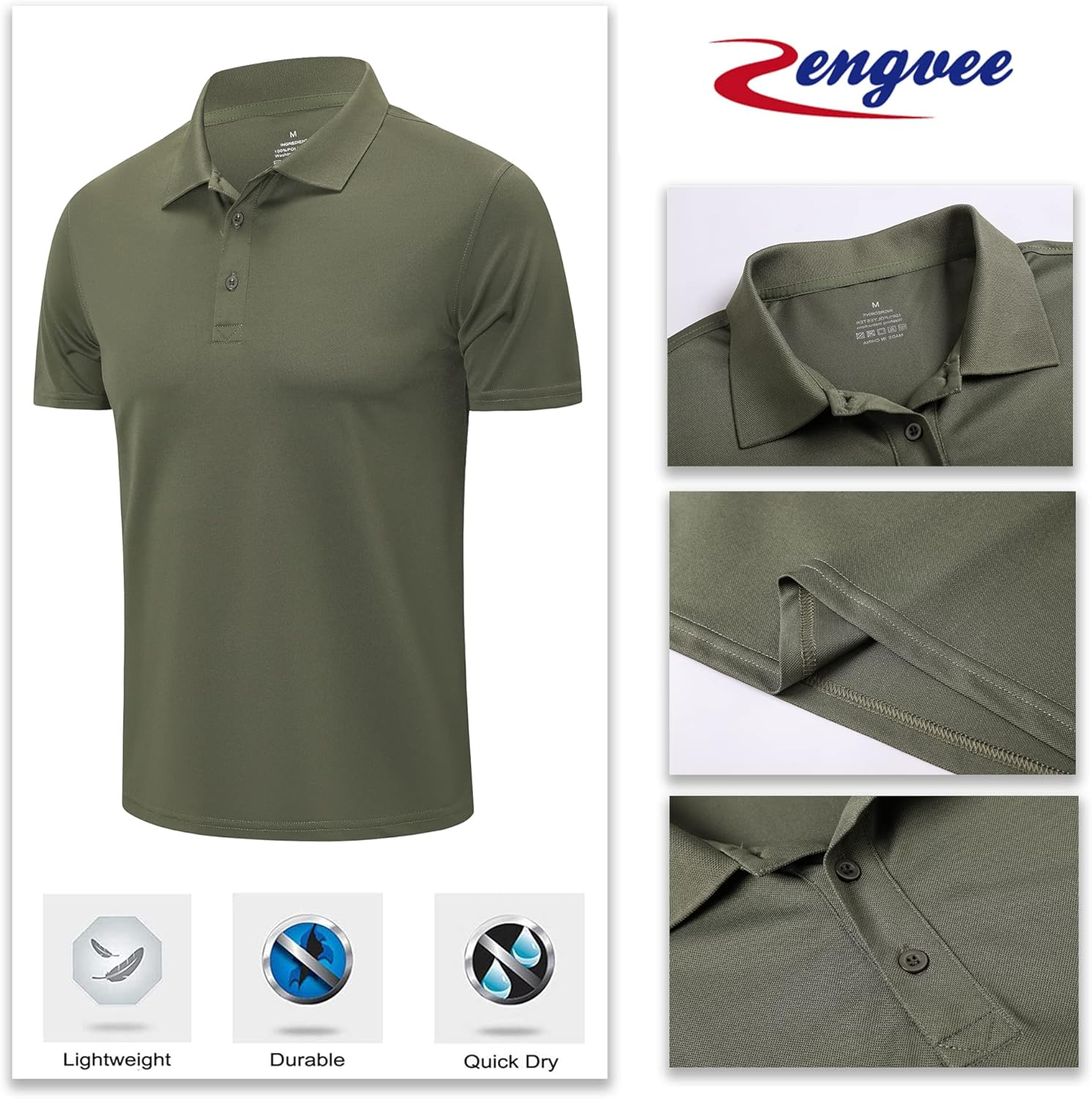 ZENGVEE 3 Pack Golf Polo Shirts for Men Moisture Wicking Athletic Polo Shirts Short Sleeve image number 5