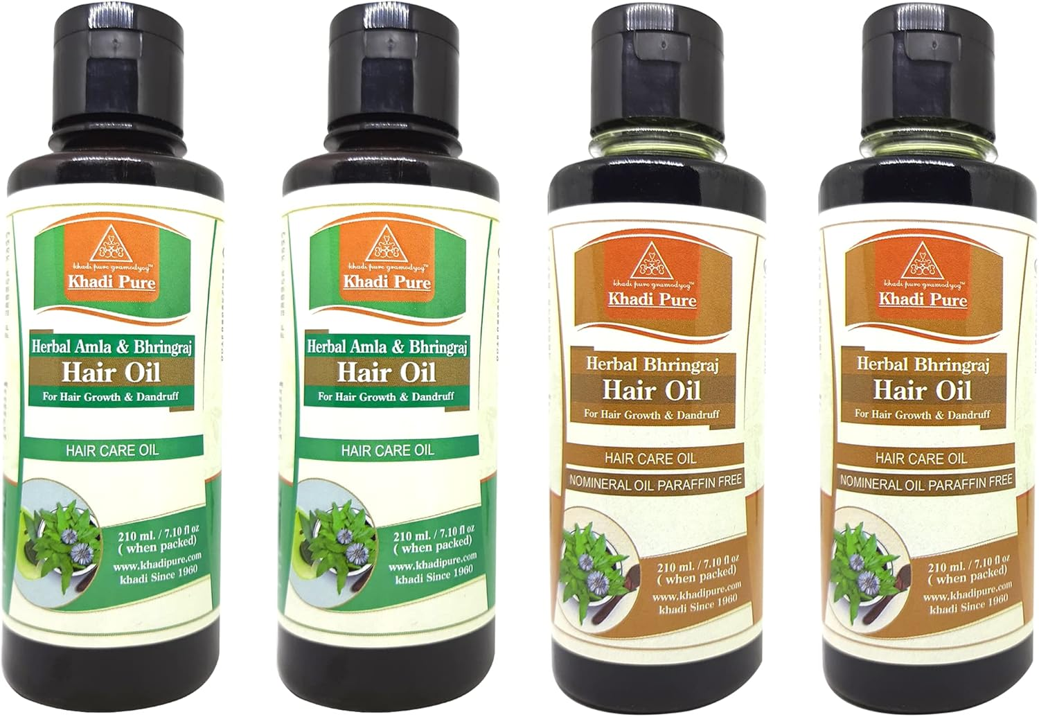 Khadi Pure Amla Bhringraj & Bhringraj Sls Hair Oil, 210 Ml (Pack of 4) image number 5
