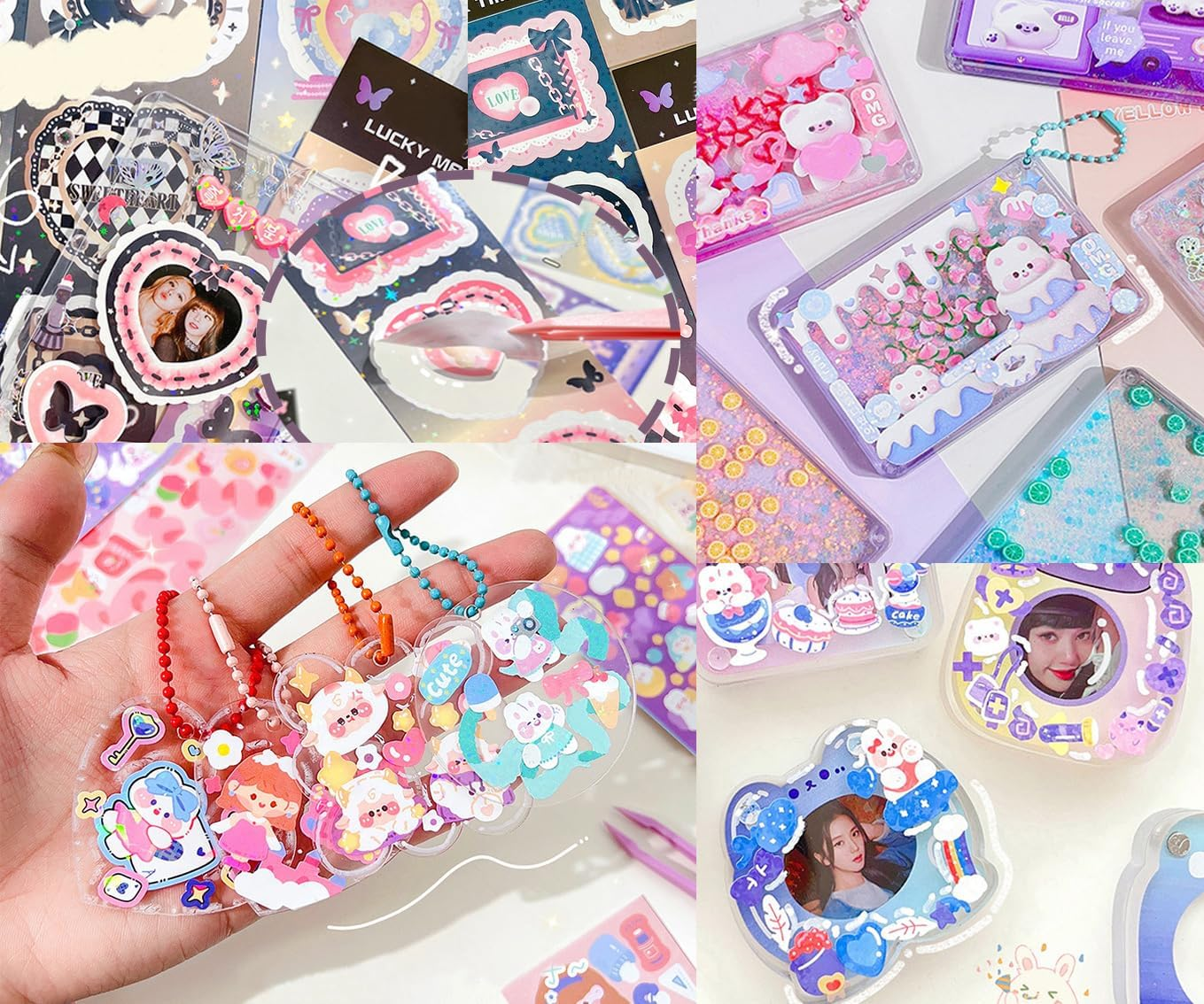 100 Sheets Deco Stickers, Photocard Ribbon Butterfly Heart Alphabet Cute Stickers for Journaling Anniversary Family Photo Album Arts Crafts Scrapbooking image number 5