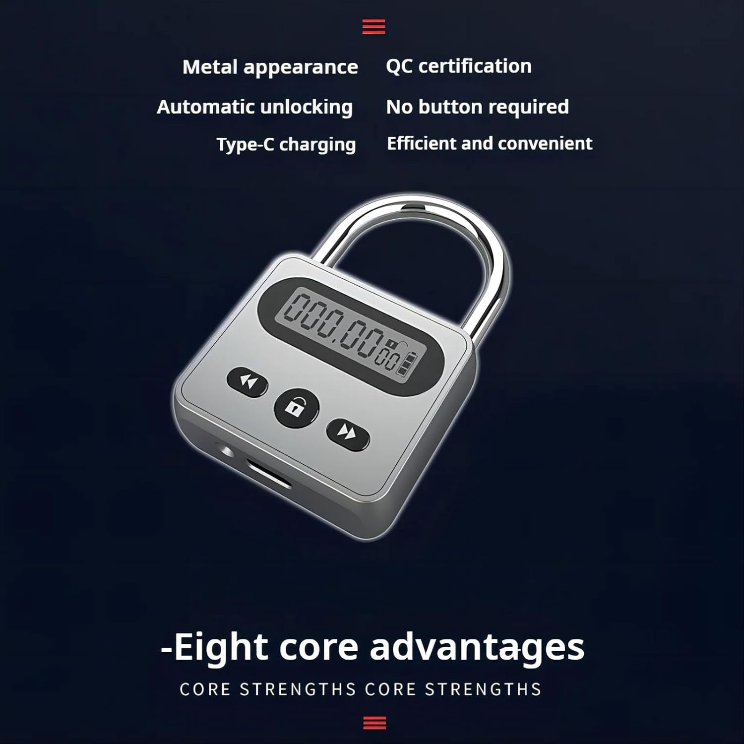 Meichoon Metal Timer Lock Stainless Steel Multi-Function Intelligent Padlock Backlit Display 999 Hours Max Timing for Preventing Addiction and Bad Habits Silver - Bronze image number 7
