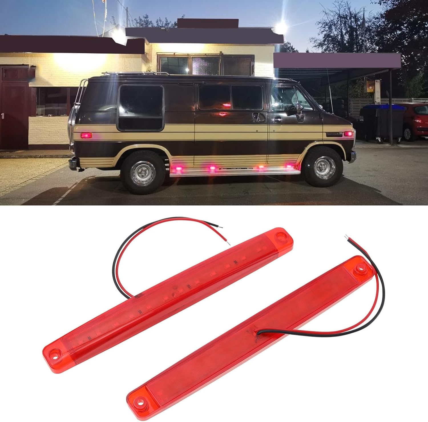 Emagtech 4Pcs 12V 24V 12 Led Tail Side Marker Lights Rear Side Marker Light Cab Marker Lights for Truck Camper Van Lorry RV Marker Lights Red image number 2