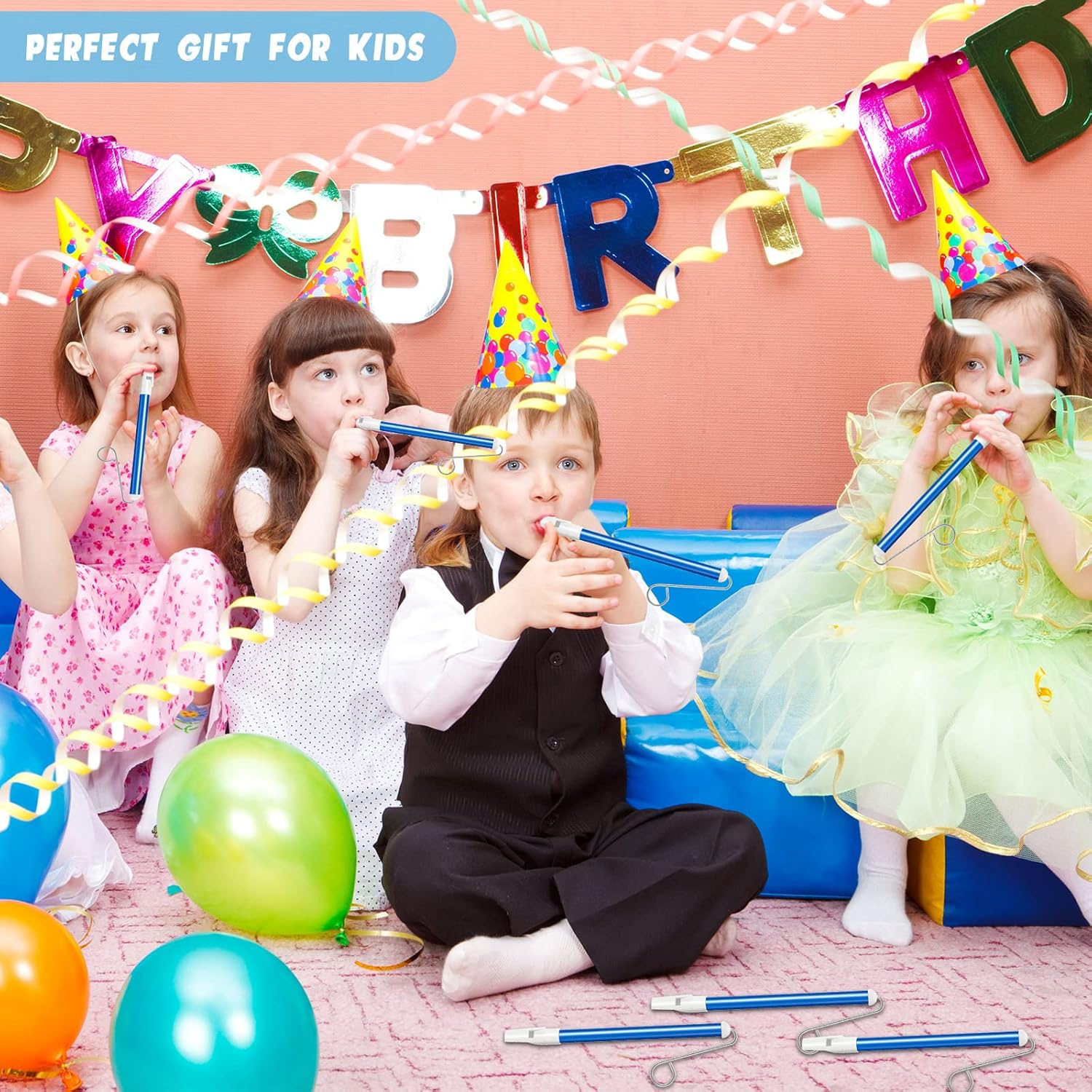 4 Pieces Slide Whistle Instrument Whistle Musical Instrument Slide Whistle Party Favors for Games Birthday Educational Party Supplies, Blue image number 4