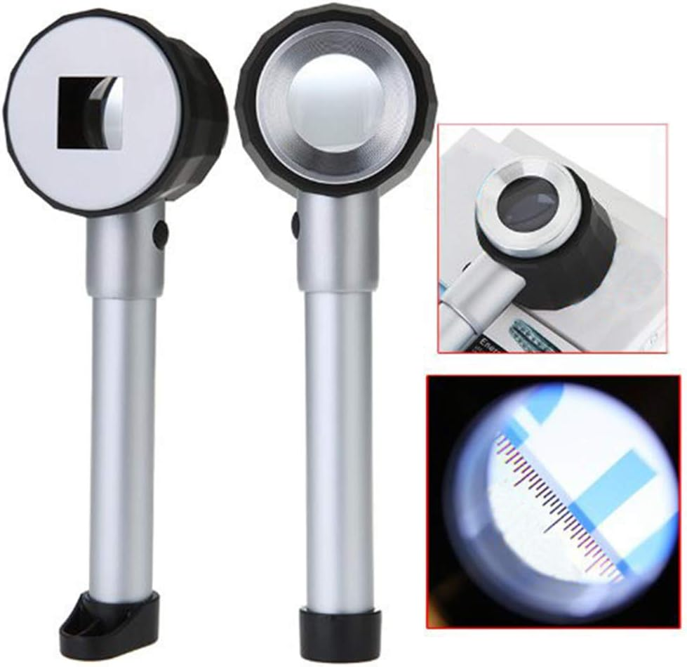 Meichoon Handheld Metal Magnifiers,10X Loupe Lens with Scale LED Light,Magnifying Glass for Textile Print Fabric Jewelry Antique Curio Identification Authenticate image number 1