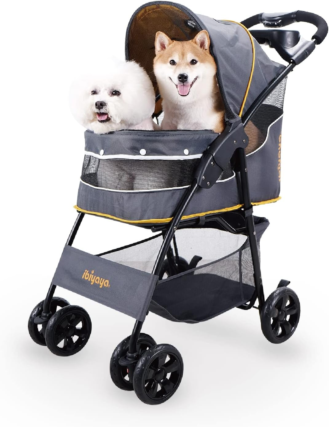 Ibiyaya Cloud 9 Pet Stroller for Dogs and Cats, Mustard Yellow image number 2