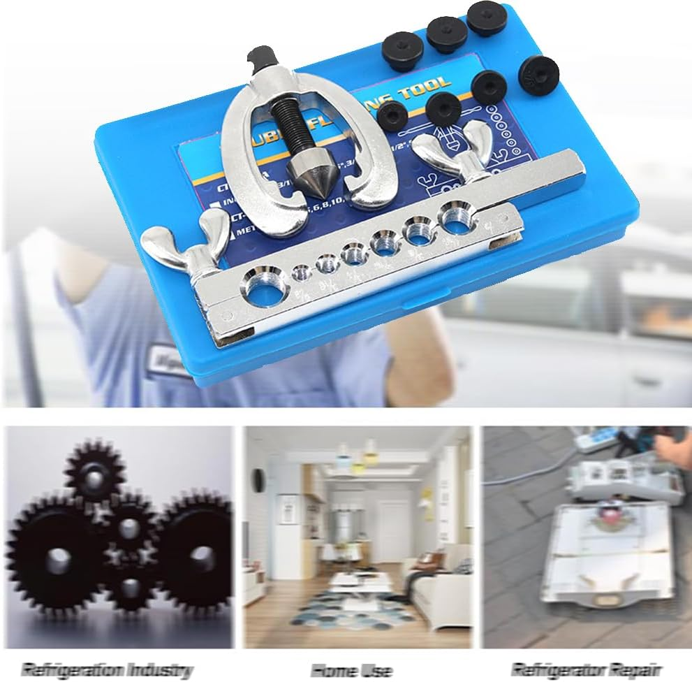 Maizoon Flaring Tools Set 7-Hole Bar 9Pcs Double Flaring for Copper Aluminum Soft Steel Brake Line and Brass Tubing with Storage Case for 3/16",1/4",5/16",3/8",7/16",1/2",5/8" O.D. Tubing Blue image number 3