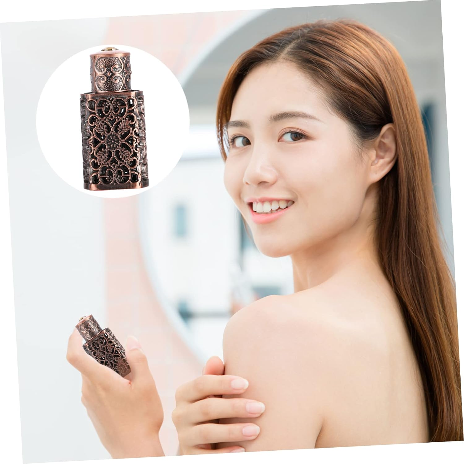 CANIGHT 2Pcs Essential Oil Spray Bottle Hollow Engraving Refillable Perfume Dispenser for Travel Leak Convenient Aromatherapy Container image number 2