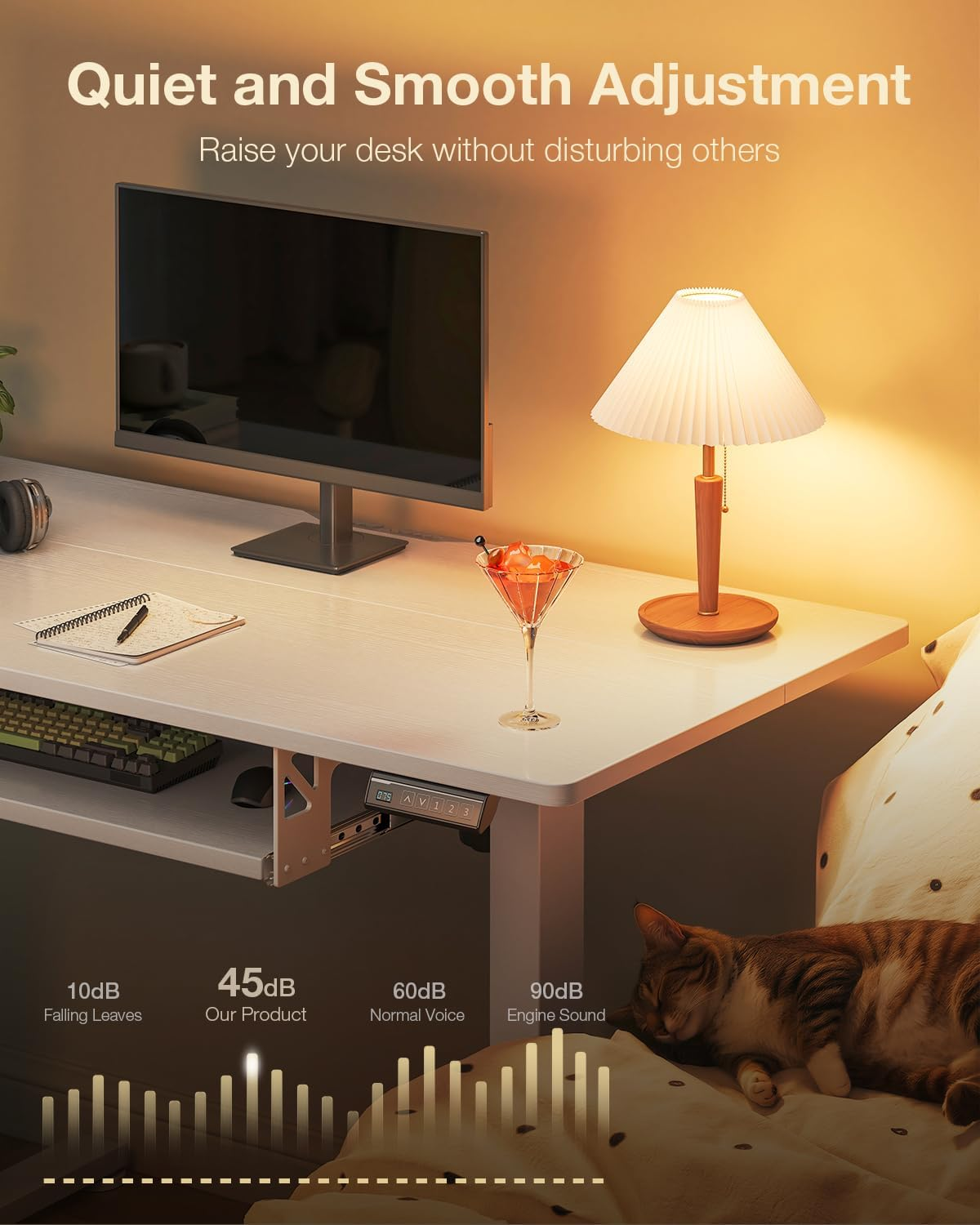 ODK Electric Standing Desk with Keyboard Tray & Memory Control,72-118Cm Height Adjustable Sit Stand Desk,Ergonomic Computer Desk for Home Office,100 * 50Cm,White image number 5