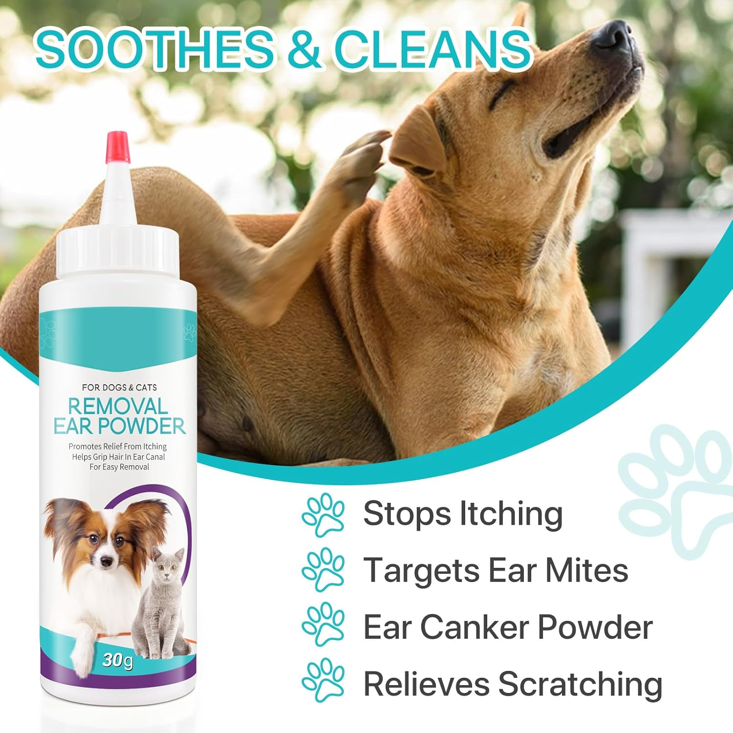 Dog Ear Cleaner - Removal Ear Powder for Pets,Dog Ear Infection Treatment,Supports Infection Prone Ears, Ear Odor in Pets (2PC Ear Powder) image number 2