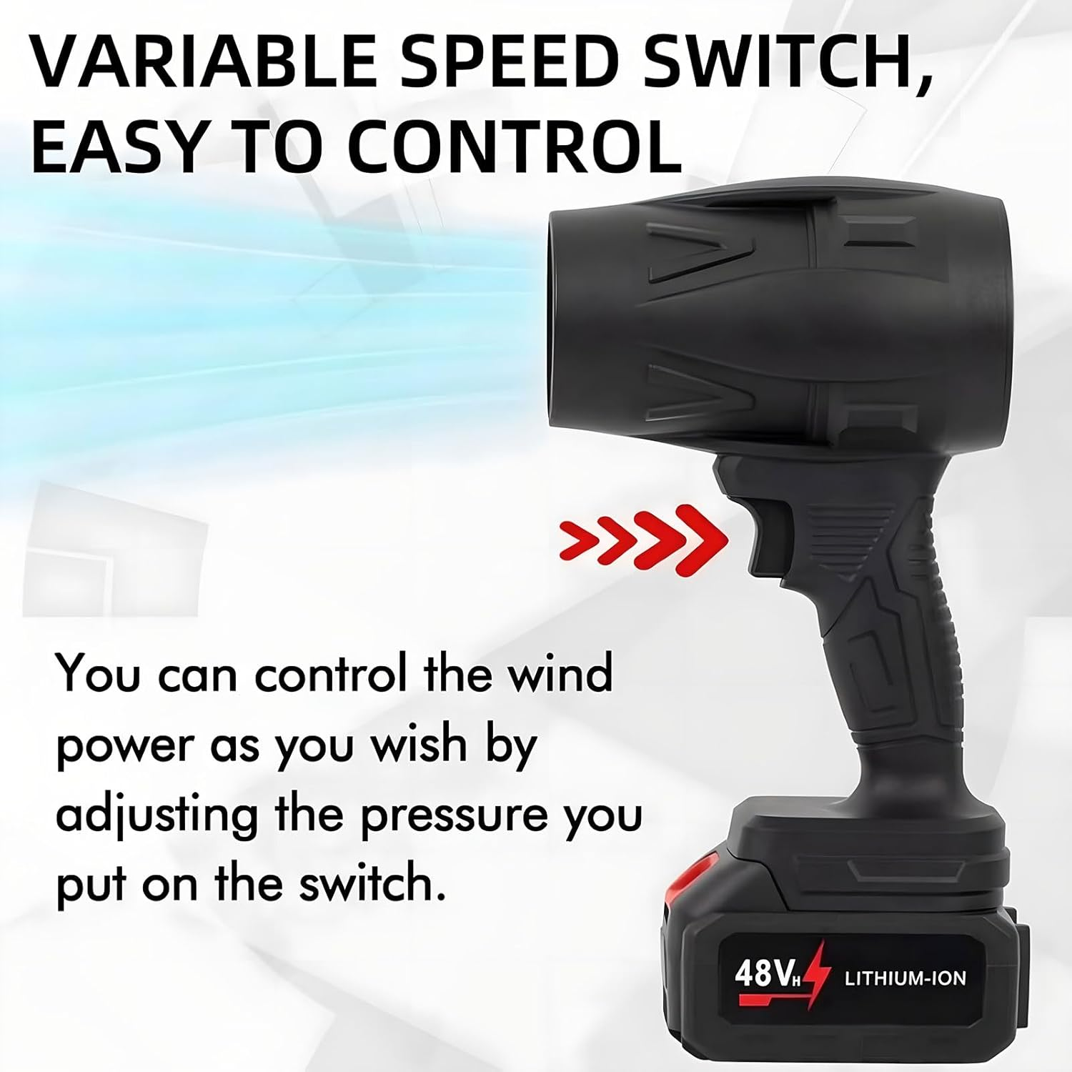 Portable Jet Blower, Cordless Leaf Blower with 2 Batteries and 1 Charger, 30000RPM Compressed Air Duster with Adjustable Air Speed, for Patio Lawn Blowing Leaves Dust Snow Cleaning Teal image number 6