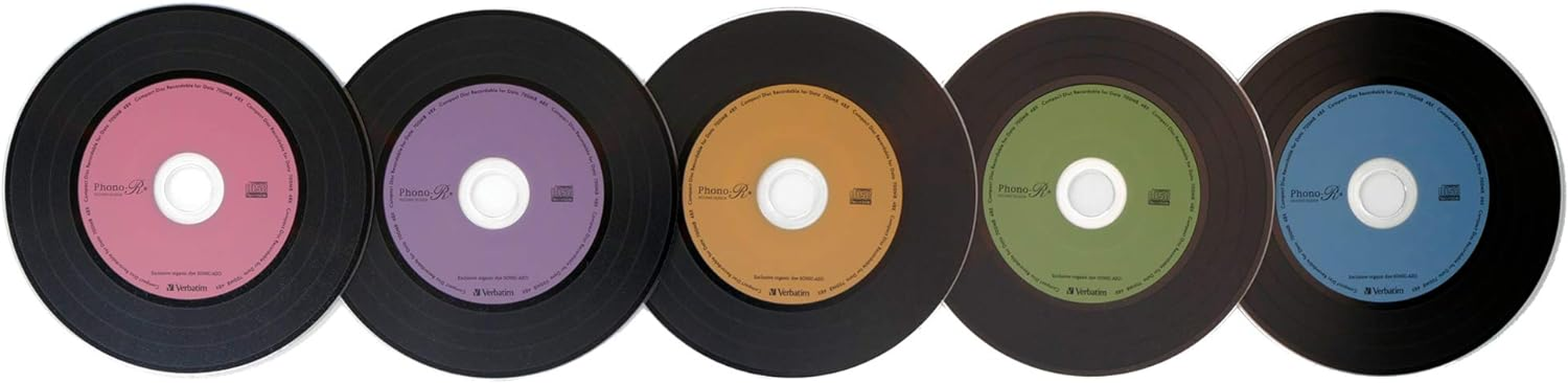 Verbatim SR80FHX50SV7 CD-R Record Design 700MB Color Mix Phono-R - White Printer Bull image number 3