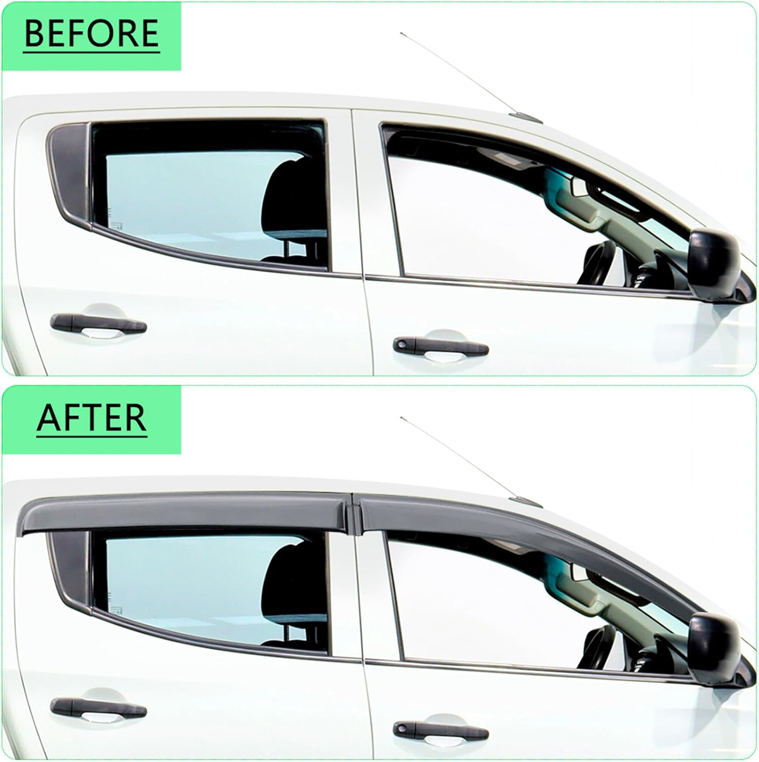 Weather Shields for Mitsubishi Triton MQ MR Accessories 2015-2024 Dual Cab, Window Visors Wind Deflectors Weathershields Car Sun Rain Guard Shield Injection Tinted Black, 4PCS image number 5
