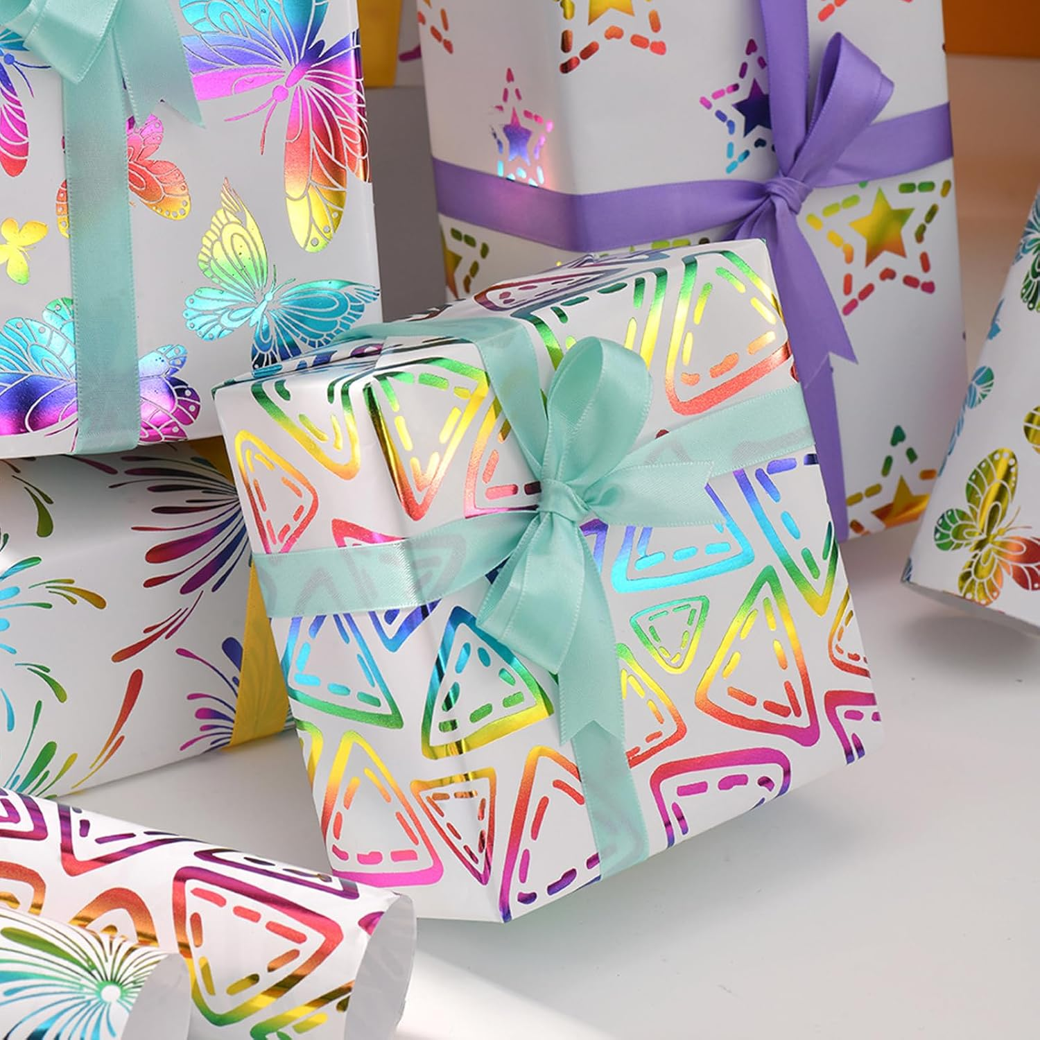 Syllabear Wrapping Paper,6-Pack Paper Gift Wrapping Sheets, 50X70Cm - Ideal for Birthday & Gift Box Packaging with Bonus Twine (Romantic Style) image number 6