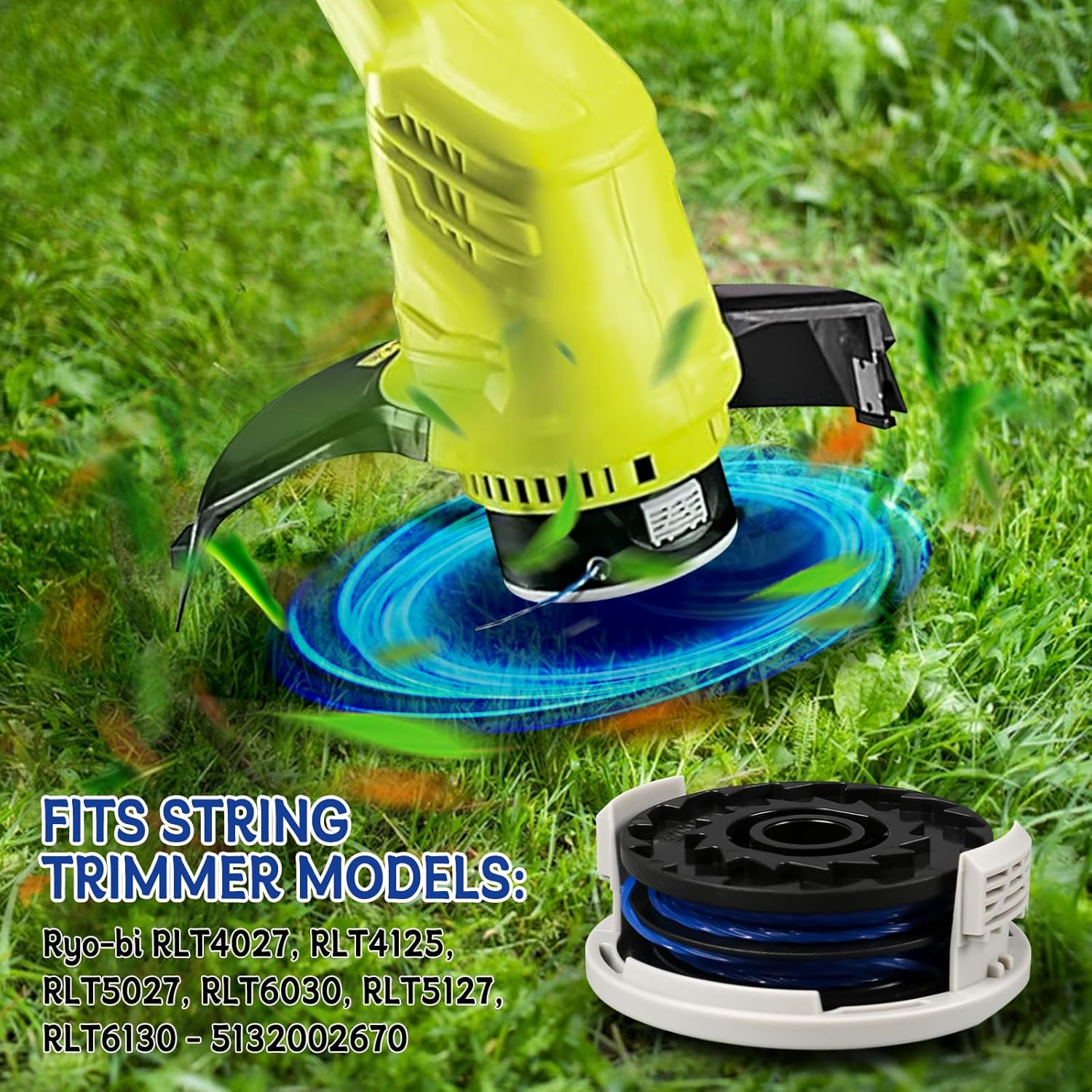 5PCS RAC123 5132002671 1.6Mm X 8.3M Trimmer Spool for Ryobi RLT4027, RLT4125, RLT5027, RLT6030, RLT5127, RLT6130-5132000 2 2670 with RAC122 Cap image number 4