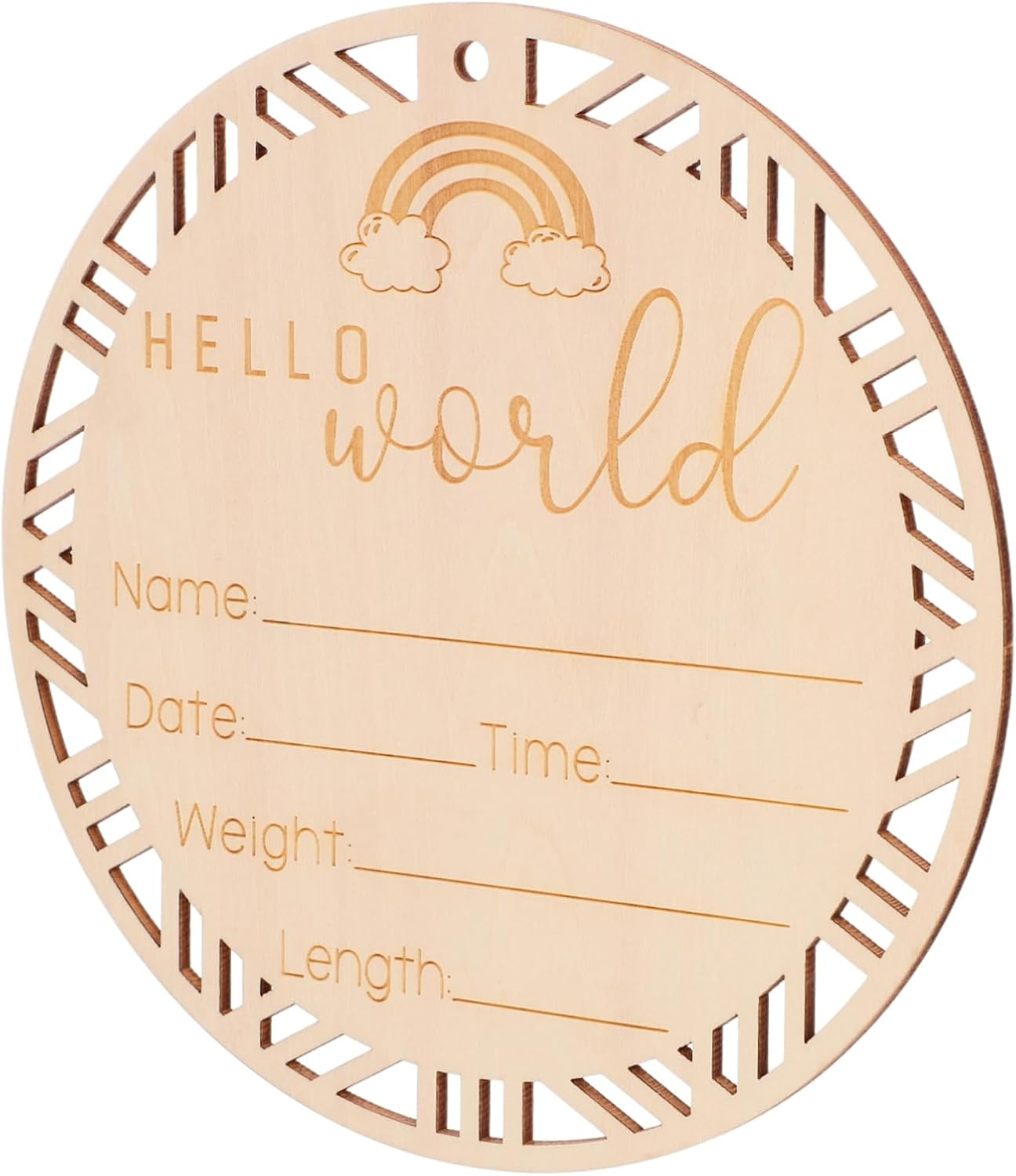 Generic Wooden Announcement Sign Smooth Polished round Nursery Decor Plaque Newborn Milestone Photo Prop for Birth Announcement and Growth Tracking Gift image number 2