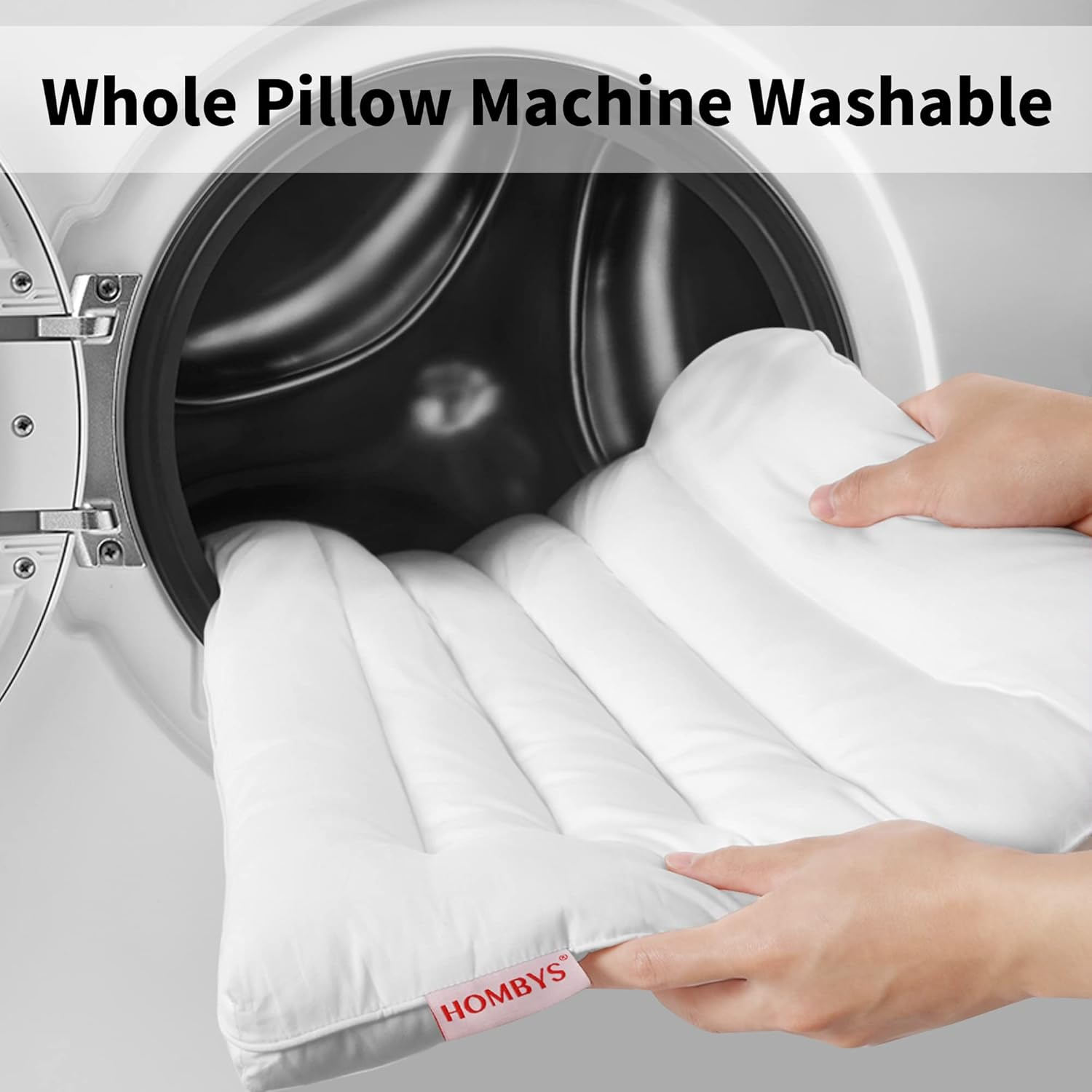 HOMBYS Ultra Thin Flat Pillow for Sleeping, 2.5 Inch Thick High Support Stomach Sleeping Pillow, Slim Bed Pillow, Thin Pillow for Back Sleeper-Standard Size 18X26, Machine Washable image number 3