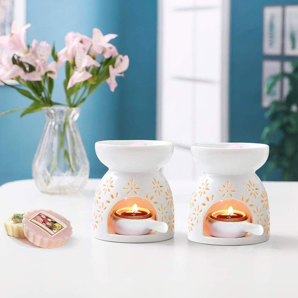 Scented Candle Fragrance Melter Tea Light Holder,Aromatherapy Aroma Burner Ceramic Lamp Cylinder Diffuser Candle Tealight Holder Home Bedroom Decor Christmas Housewarming Gift