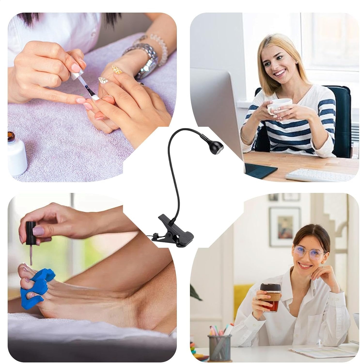 UV Light for Gel Nails, Clamp on Gooseneck UV Light for Nails, Small USB UV Lamp, Manicure Dryer, Home Salon Nail Accessories for Women Girls