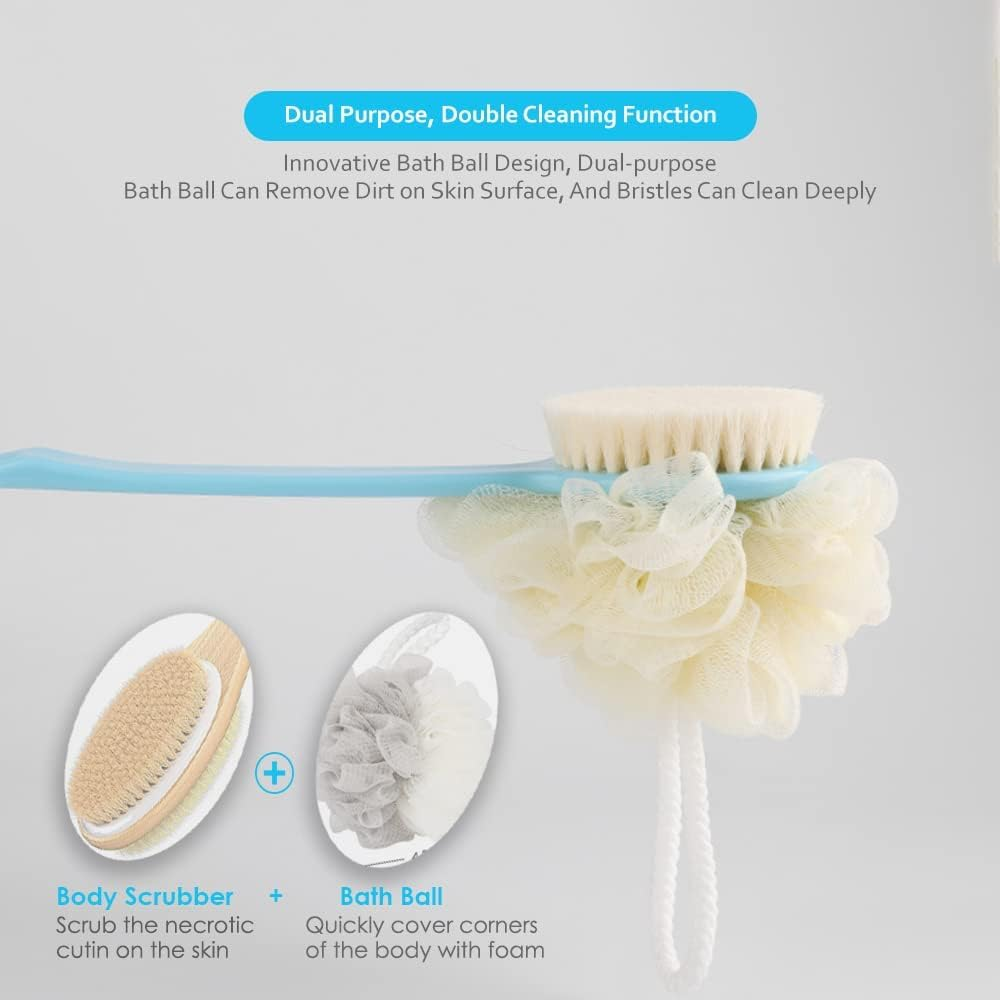 IFAN&trade; Back Scrubber for Shower Bath Brush Body Bath Back Scrubber&Bomb 2-Side Dual-Purpose Shower Pouf (Blue) image number 6