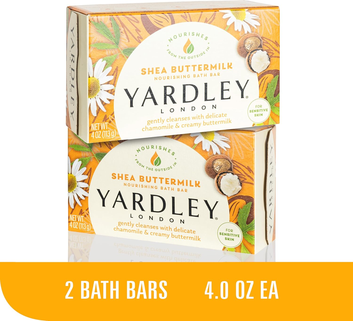 Yardley London Shea Buttermilk Sensitive Skin Naturally Moisturizing Bath Bar, 4.25 Ounce, 2 Count image number 5