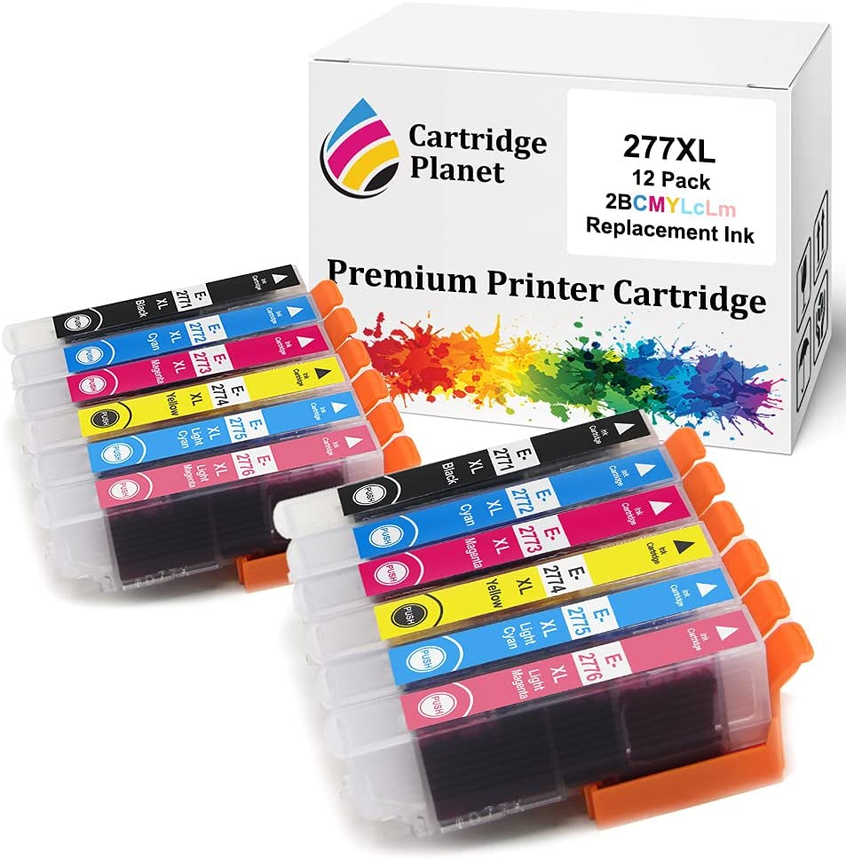 Cartridge Planet 12 Pack (2BK,2C,2M,2Y,2LC,2LM) Compatible Ink for Epson 277XL for Epson Expression Photo XP-850 XP-860 XP-950 XP-960 XP-970