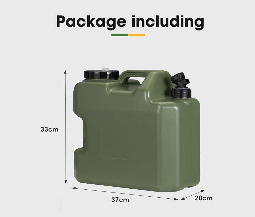 ZUNI 12L/18L/25L Water Container Jerry Can - Camping Storage Tank with Spigot, Food Grade HDPE, Adjustable Water Flow, Ergonomic Handle Outdoor Water Jug, Green image number 4