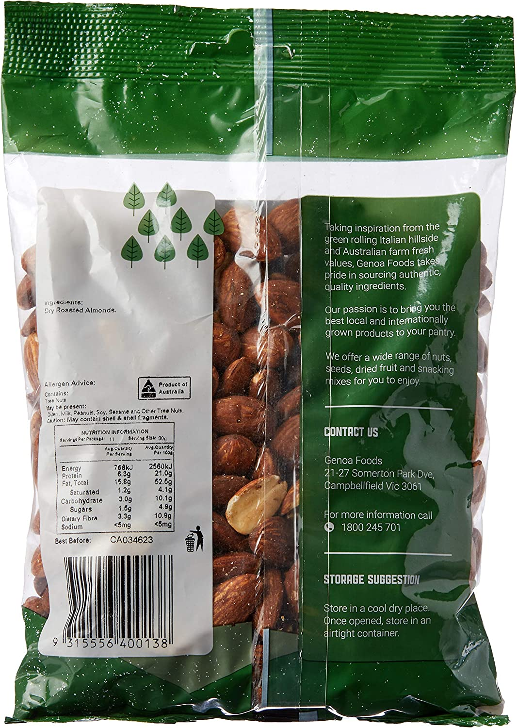 Genoa Foods Almonds Roasted, 350 G, Almonds Roasted image number 1