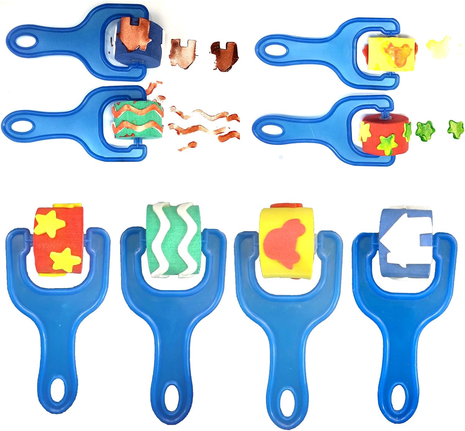 Finger Paint Sponges for Kids,Sponge Painting Brushes Set,Toddler Paint Set,Paint Set for Kids 6-12 Include Foam Brushes,Paint Roller Kit,Palette,Flower Pattern Brush,Brush Set. image number 5