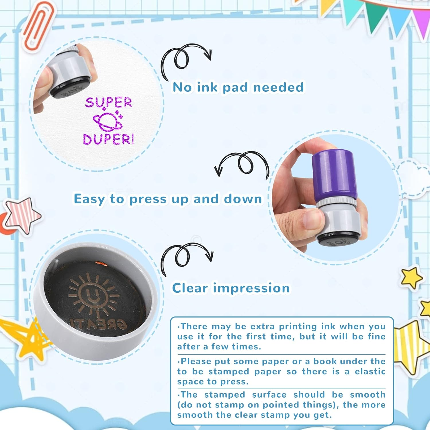 6 Colorful Teacher Stamps - Picture & Behavior Motivation Stamps for Teachers（Styles 2） image number 6