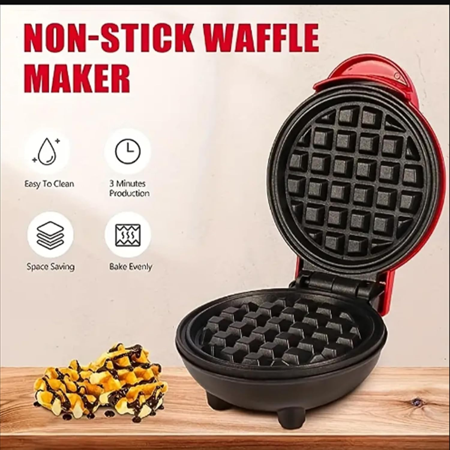 Mini Waffle Maker Classic: Versatile Nonstick Breakfast & Panini Machine - Compact, Lightweight & Stylish Kitchen Appliance image number 6