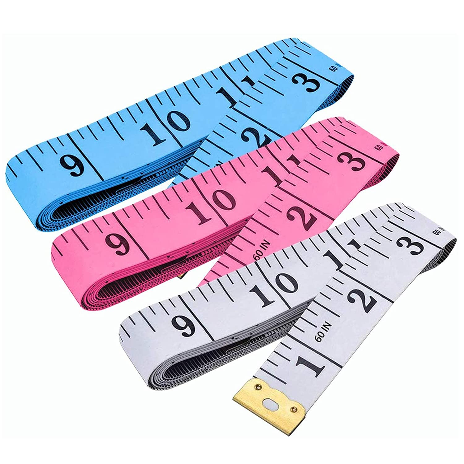 Body Measuring Tape, 3 PCS Dual Sided Soft Tape for Body Sewing Fabric Tailor, 60Inch/150Cm, 3 Colors image number 3