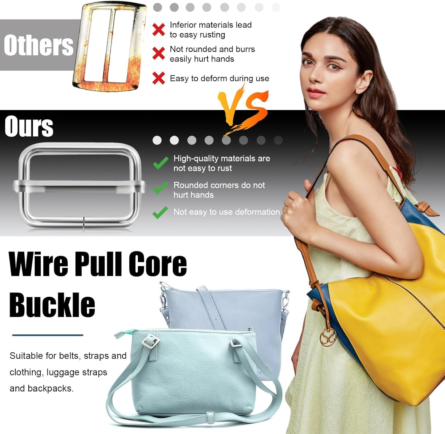 Metal Adjustable Slide Buckles, 30 Pcs Adjustable Webbing Slider, Trig Lide Slide for Purse Bag, Hardware Making Supplies, Belt Backpack, Replacement Keeper, Skirt Straps image number 4