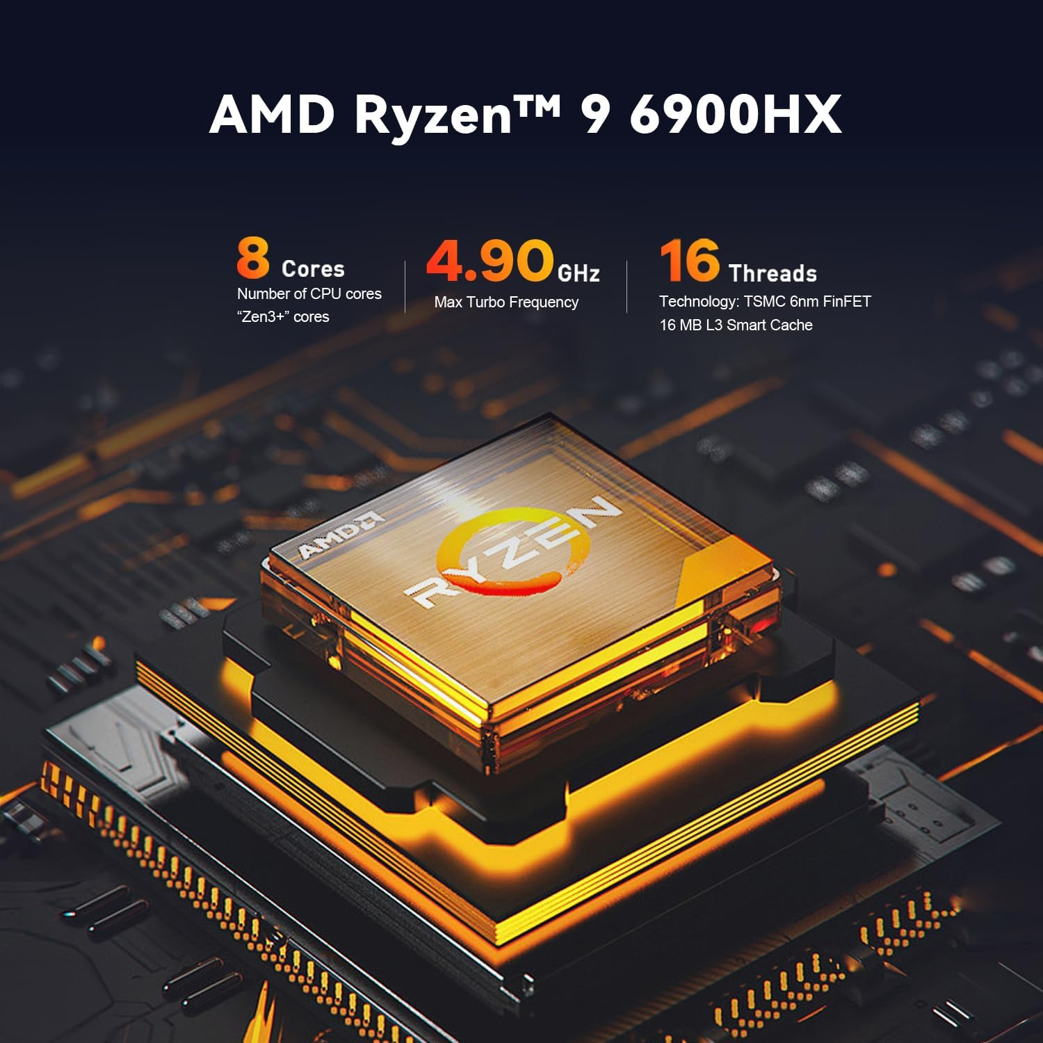 TRIGKEY Mini PC, Ryzen 9 6900HX(8C/16T, up to 4.9Ghz), 16G DDR5 500G SSD, Support Radeom 680M 12Cores 2400Mhz, Wifi-6, BT5.2, 2.5G LAN, Wake-On-Lan, Auto Power On, S6 Mini Desktop Computer image number 4