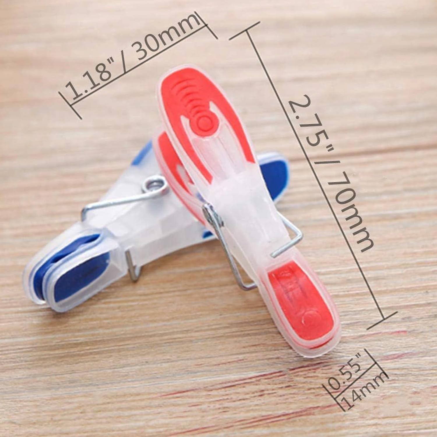 Strong Non-Slip Wide Open Plastic Clothes Clips,Non-Slip Clothespins,Plastic Clothes Pegs Windproof Clothespin, Socks Clips, Mini Clothespins 24 Pack (Style 1) image number 4