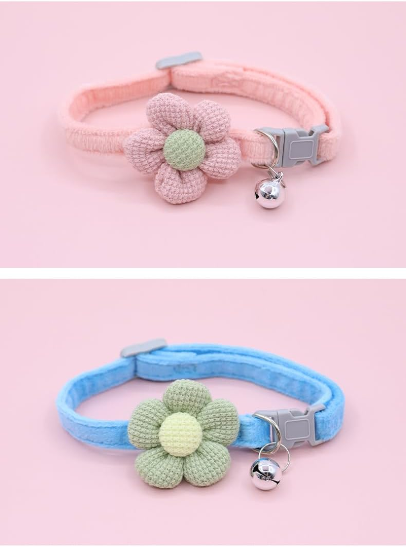 4 PCS Breakaway Cat Collars with Bell,Cat Collar with Flower Charms Adjustable Suede Cute Cat Collar for Puppy Cat (Style1, One Size) image number 3