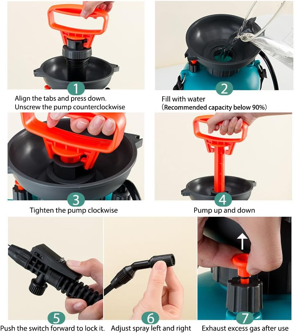 Goutime 5 Litre Pump Action Pressure Sprayer,Knapsack Garden Pump Sprayers,For Patio Cleaning Foam Sprayer Car Wash-Also Used for Weedkillers, Fertilisers，Insecticides, Fungicides image number 3