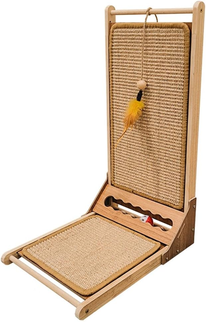 L Shape Cat Scratcher, Sisal Cat Scratching Board, Vertical Cat Scratcher with Toy, Protective Home Furniture, Suitable for Indoor Outdoor Cats and Kittens Playing image number 3