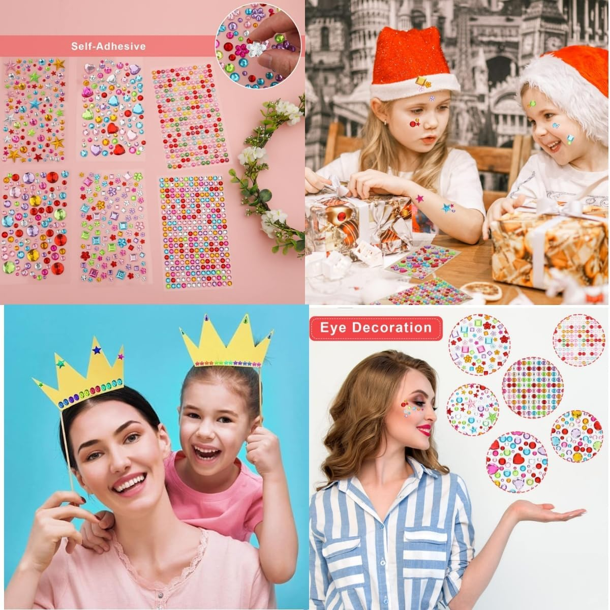 3200Pcs Rhinestone Gem Stickers,Craft Gem Stickers for DIY Crafts, Scrapbooking Stickers Crystal Diamond Stickers (10 Sheet) image number 2