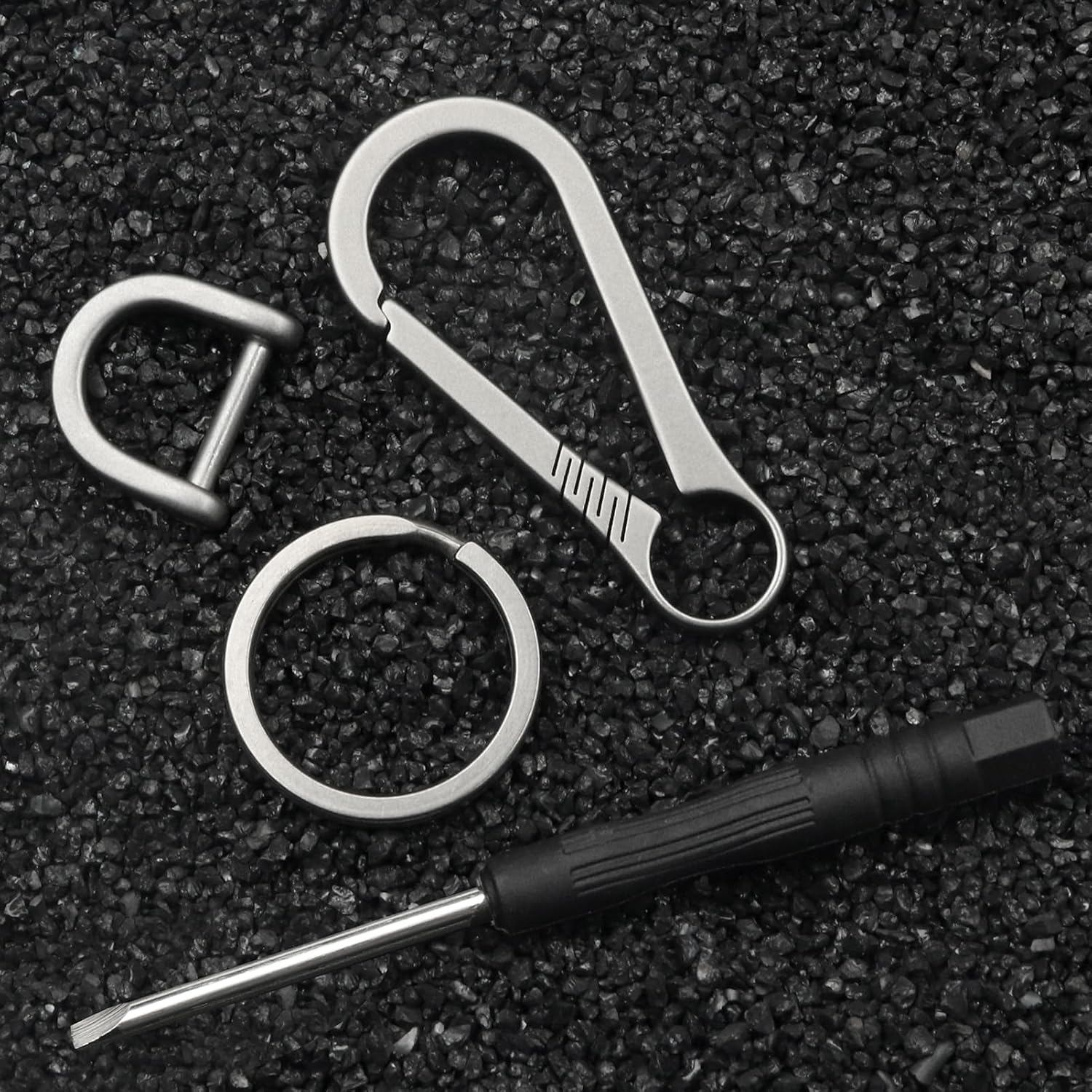 Titanium Carabiner Keychain Clip, Minimalist Keychain Key Clip EDC Quick Release Hooks - Tkc04-Black image number 7