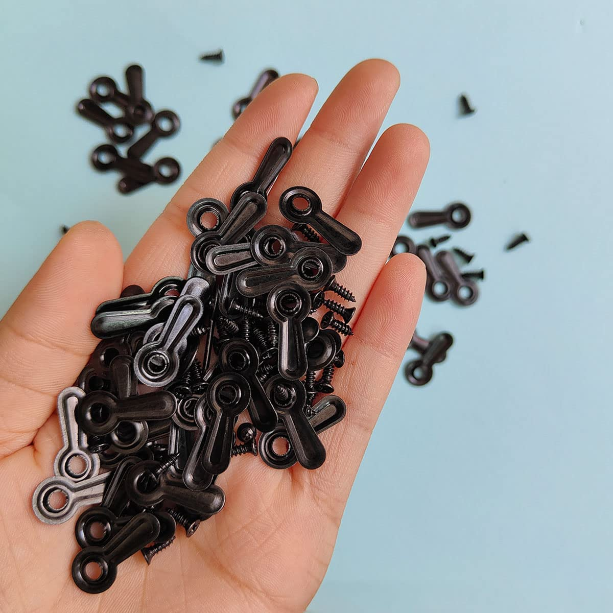 100 Pieces Metal Picture Frames Turn Button Fasteners with 100 Pieces Screws, Picture Frame Hardware Backing Clips Picture Turn Button Frame Picture Turn Button Fasteners Set image number 4