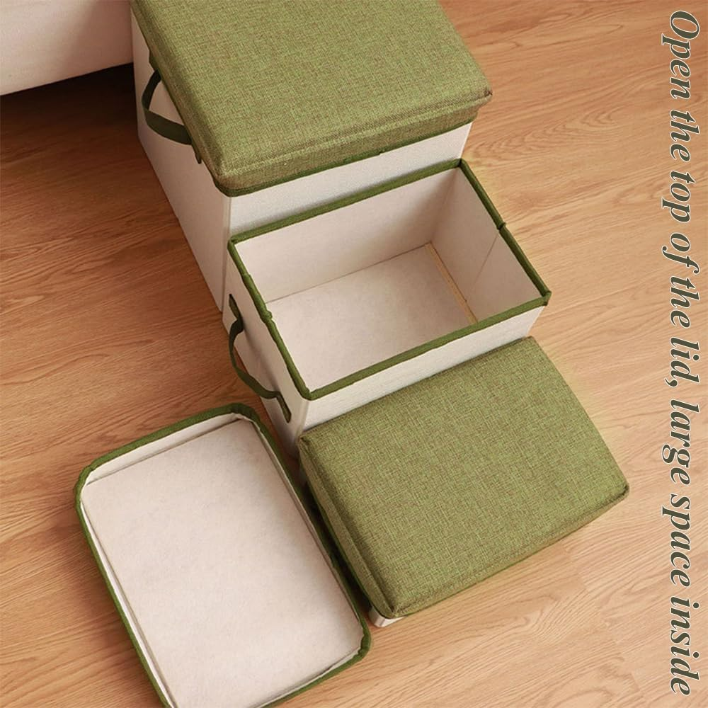 3-Step Dog Stairs with Storage, Non-Slip Bottom Pet Steps, Foldable Storage Pet Ramp, Storage Box Suitable for Small Dogs Cats Bed Couch and Sofa (Green, 70 * 30 * 30 CM) ﻿ image number 1
