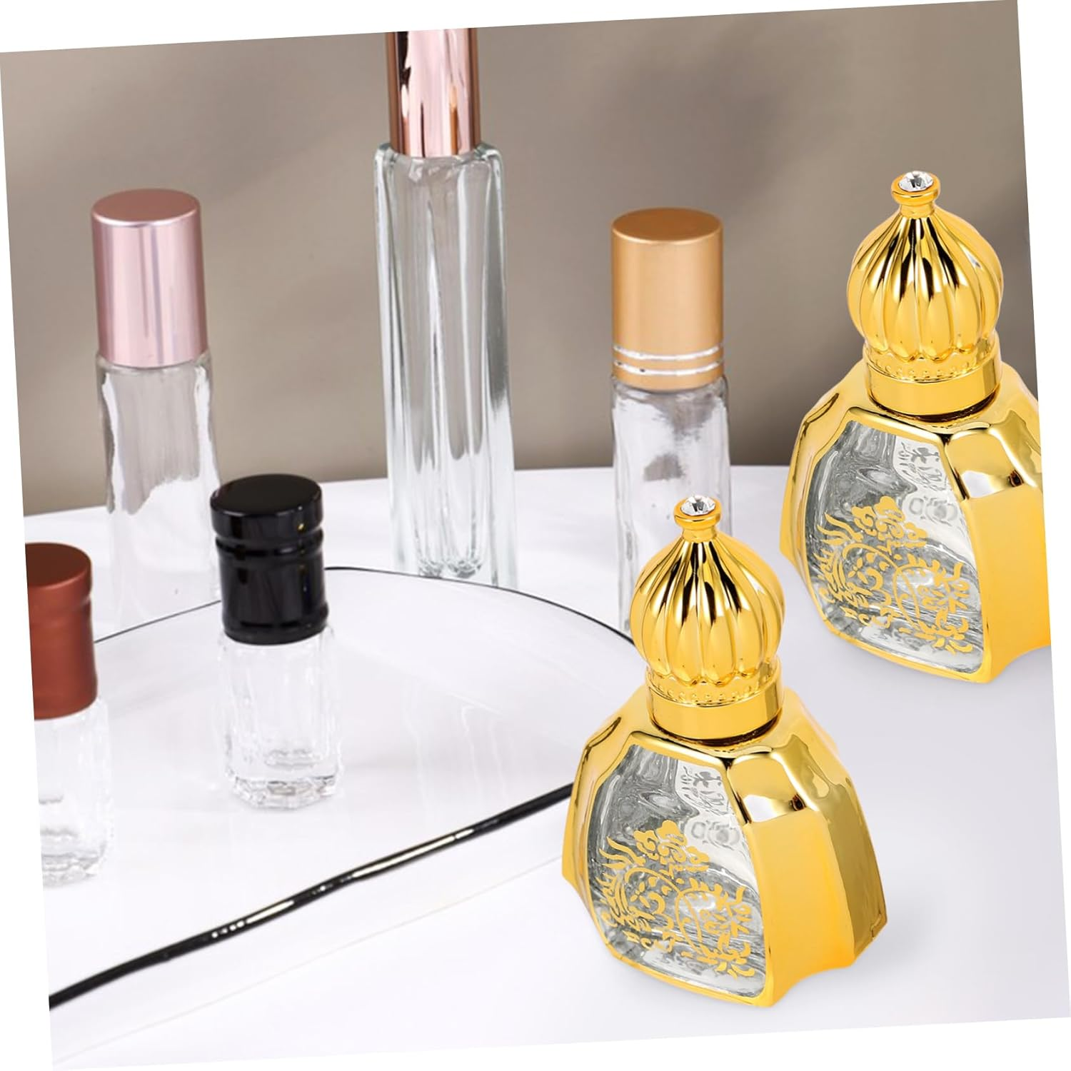 Luxshiny 2Pcs Perfume Glass Bottles Roll Essential Oil Bottles Refillable Perfume Portable Leakproof image number 4