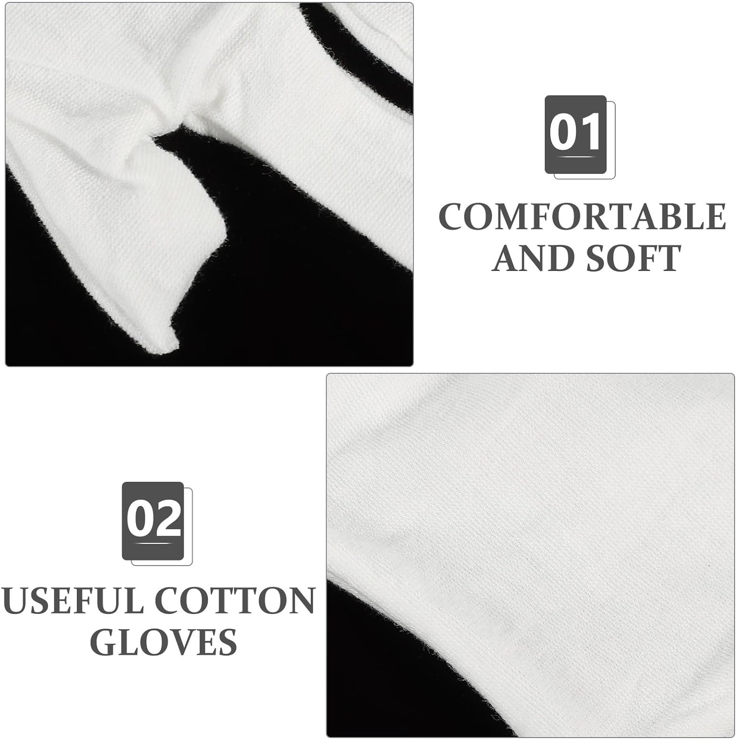 Moisturizing Gloves Overnight, 12 Pairs Fingerless Cotton Gloves for Dry Hands White Cotton S for Men Women Washable Spa Inspection S image number 4