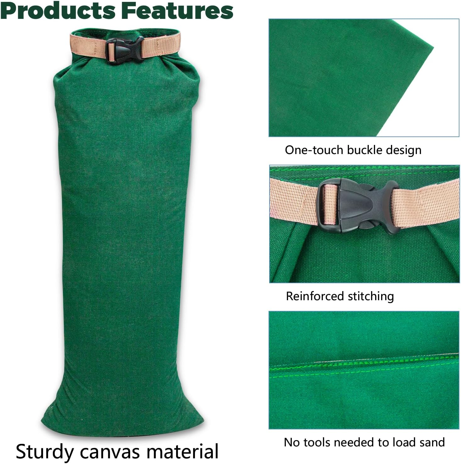 6 Pack Flood Water Barrier Sand Bags,Thickened Long Canvas Flood Protection Sandbags,Winter Bags for Swimming Pool Covers,Reusable Quick Flood Barrier for Home Flood Control image number 4