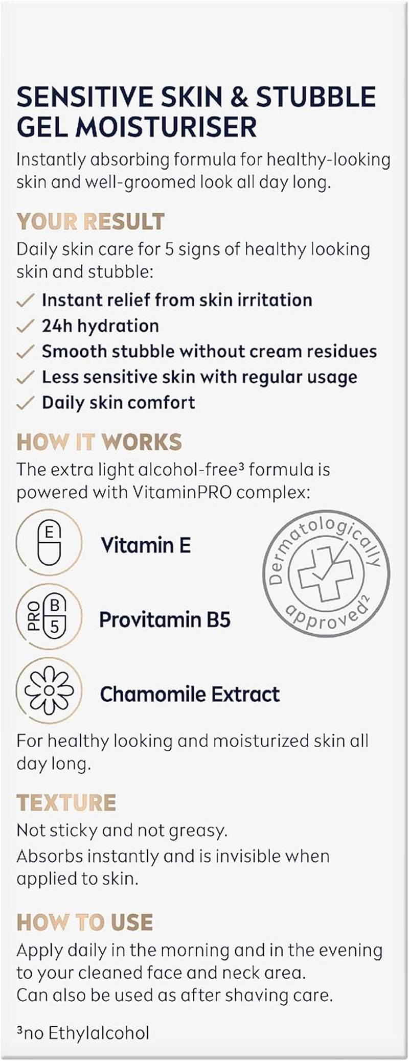 NIVEA MEN Sensitive Skin and Stubble Gel Moisturiser 50Ml | 24-Hour Hydration | Fast Absorbing Formula | Relieves Itchiness | Men'S Moisturiser for Sensitive Skin image number 6